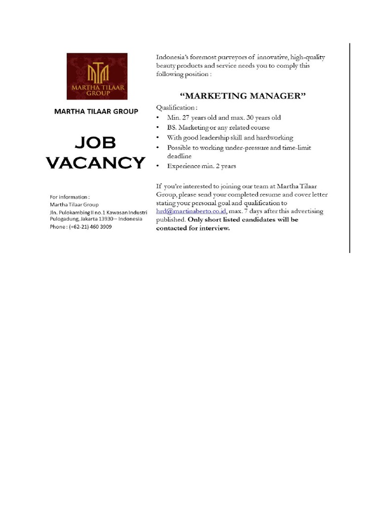 Job Vacancy | PDF