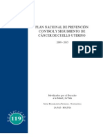 Plan Nacional de Prevención, Control y Seguimiento de Cáncer de Cuello Uterino 2009 - 2015