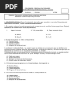 PRUEBA DE CIENCIAS NATURALES Cambios Fisicos y Quimicos y Meszclas
