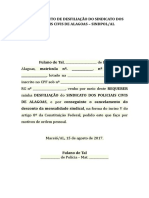 Requerimento de Desfiliação Do Sindicato Dos Policiais Civis de Alagoas - Modelo