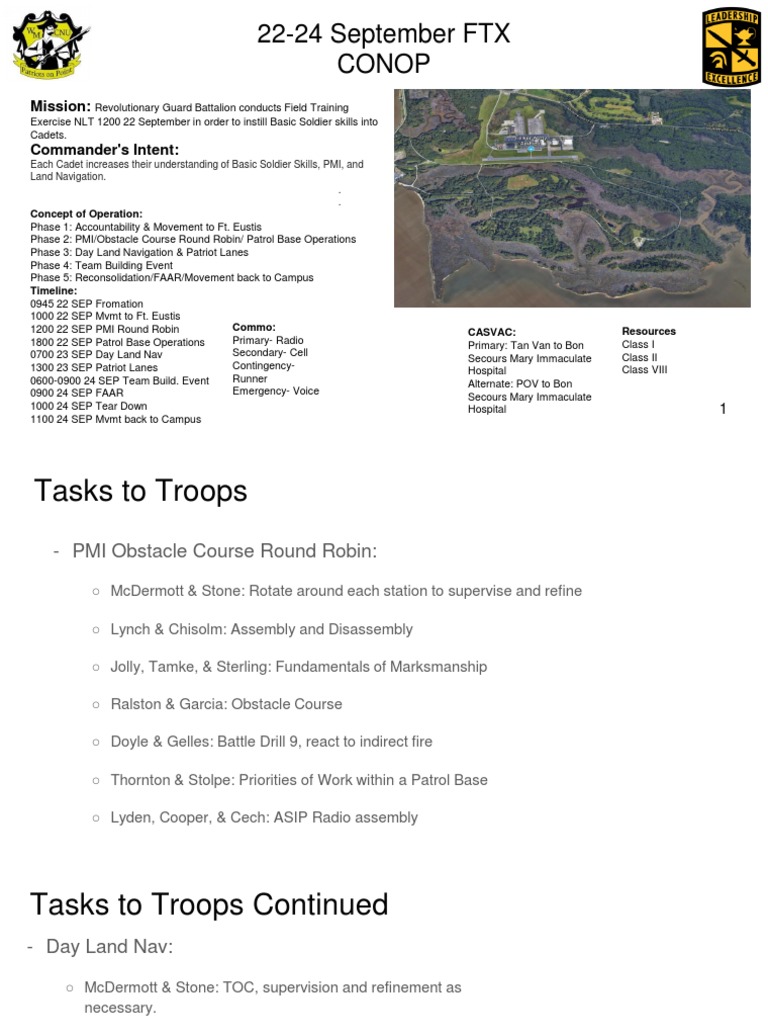 Army CONOP for Field Training Exercise | PDF | Military Organization ...