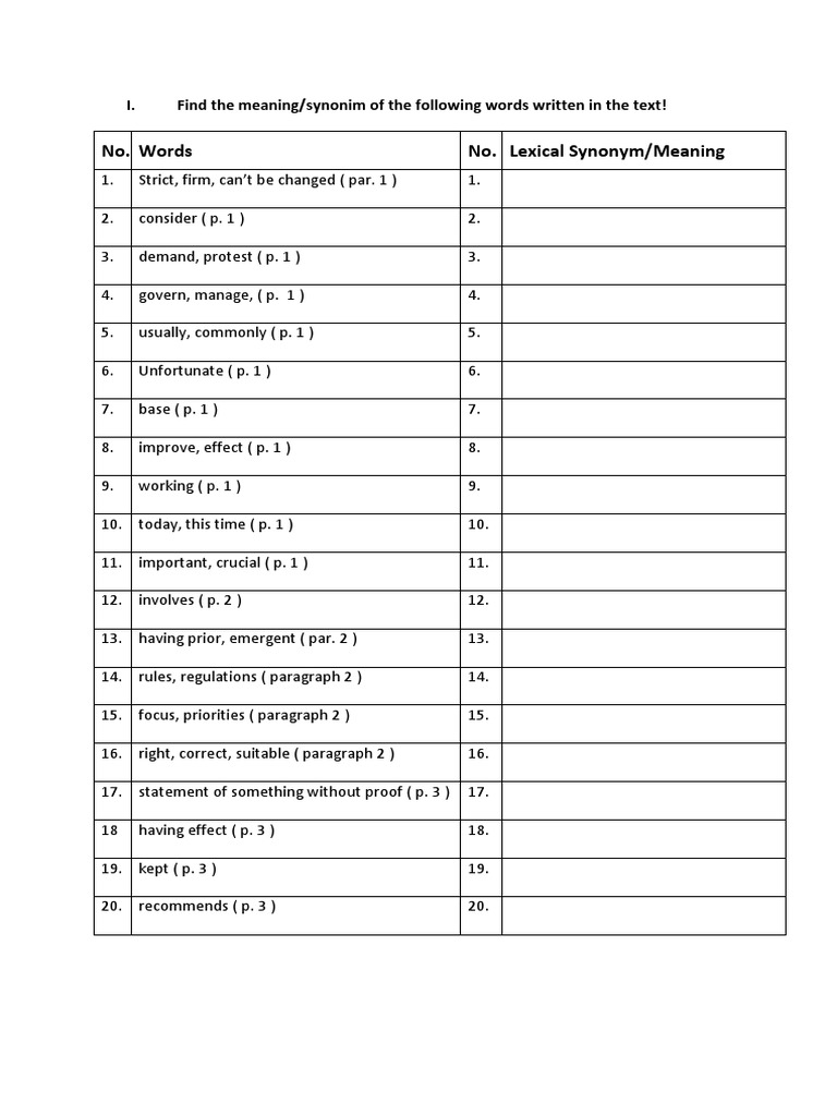 Vocabulary Synonyms and Antonyms Guide | PDF | Language Arts & Discipline