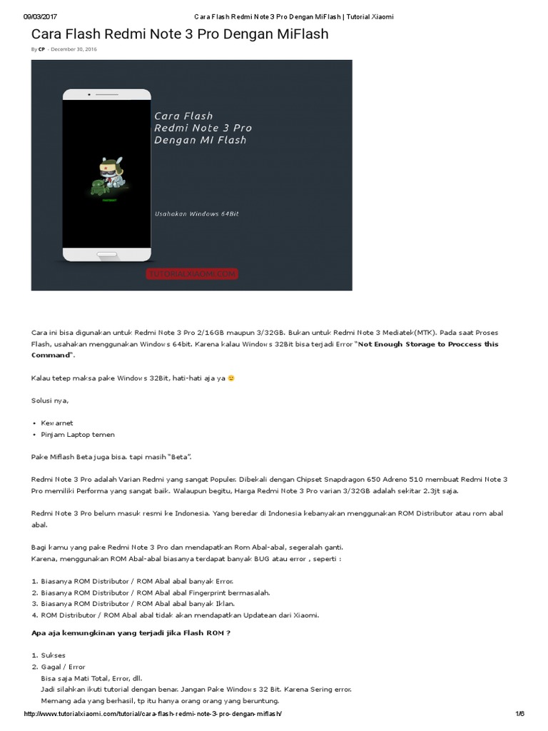 Cara Flash Redmi Note 3 Pro Dengan Miflash Tutorial Xiaomi