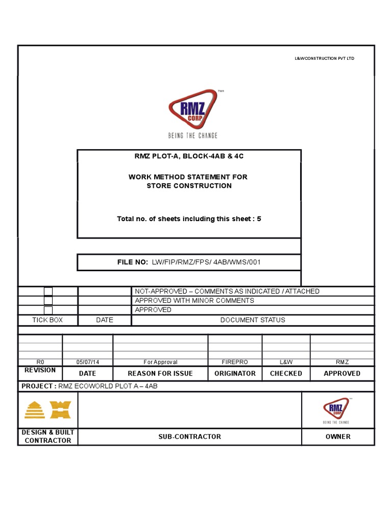 WMS 001 Method Statement - Store and Office Construction | PDF ...