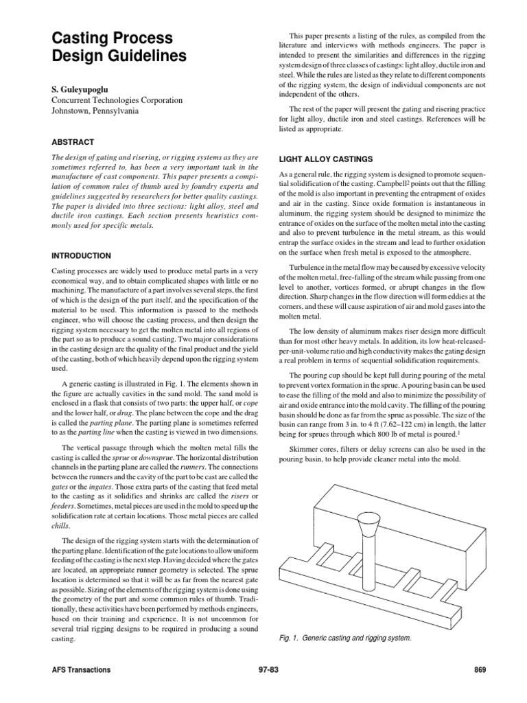 Casting Process Design Guidelines Casting (Metalworking) Building