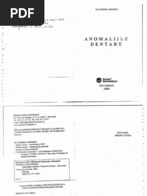Anomaliile Dentare Ecaterina Ionescu Cartea Universitara