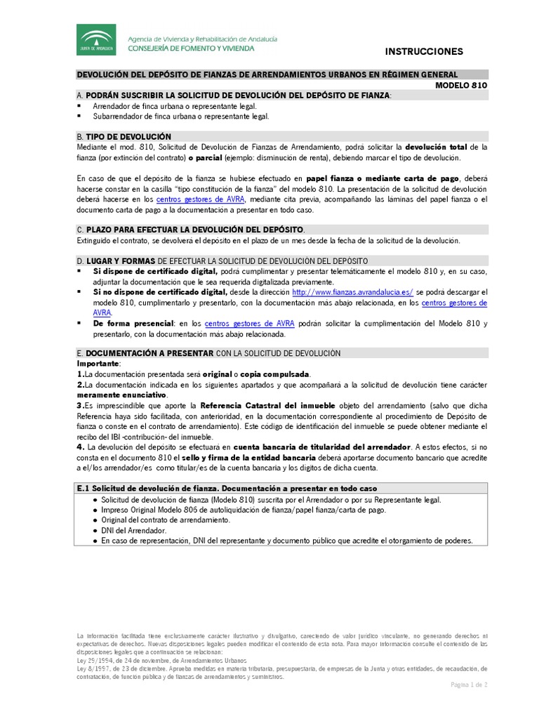 Fianzas Solicitud De Devolucion Modelo 810 Propiedad Instituciones Sociales