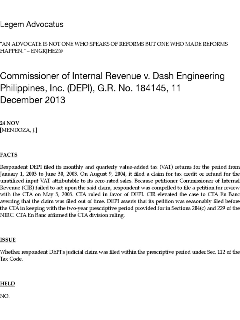 Commissioner of internal revenue v dash engineering philippines inc