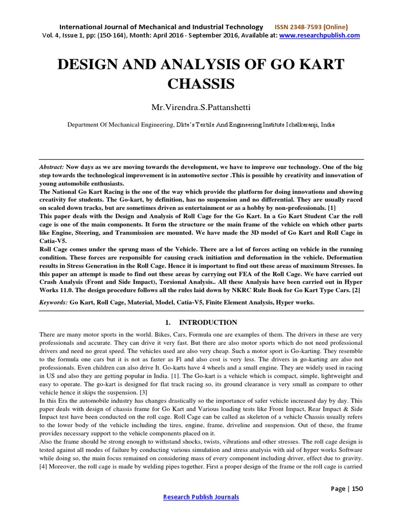 Design and Analysis of Go Kart Chassis-3647 PDF | PDF | Structural Load ...