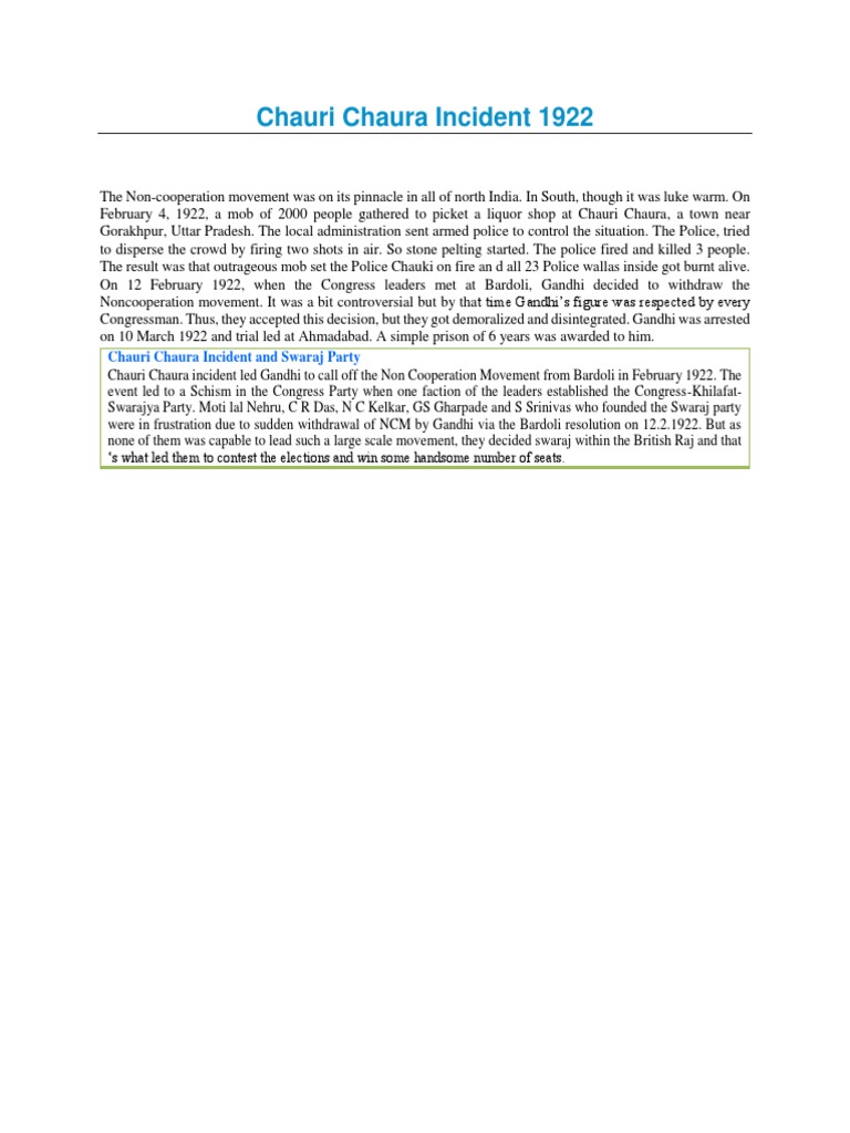 Chauri Chaura Incident 1922 | PDF
