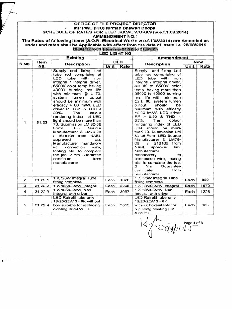 Electrical Works Rate Schedule Update | PDF | Lighting | Light