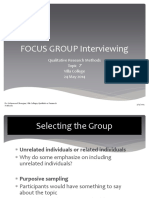 Qualitative Methods, Focus Group Interviewing, Topic 7