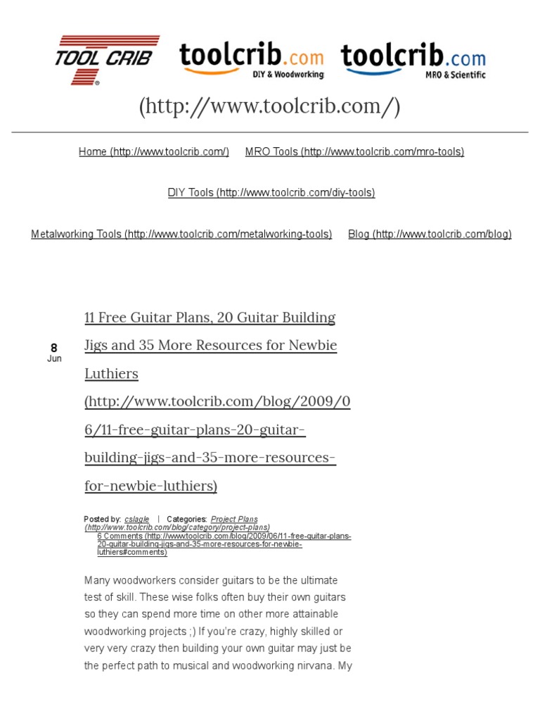 11 Free Guitar Plans, 20 Guitar Building Jigs and 35 More Resources For ...