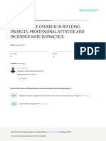 Cost and Time Overrun in Building Projects: Professional Attitude and Incidence Rate in Practice