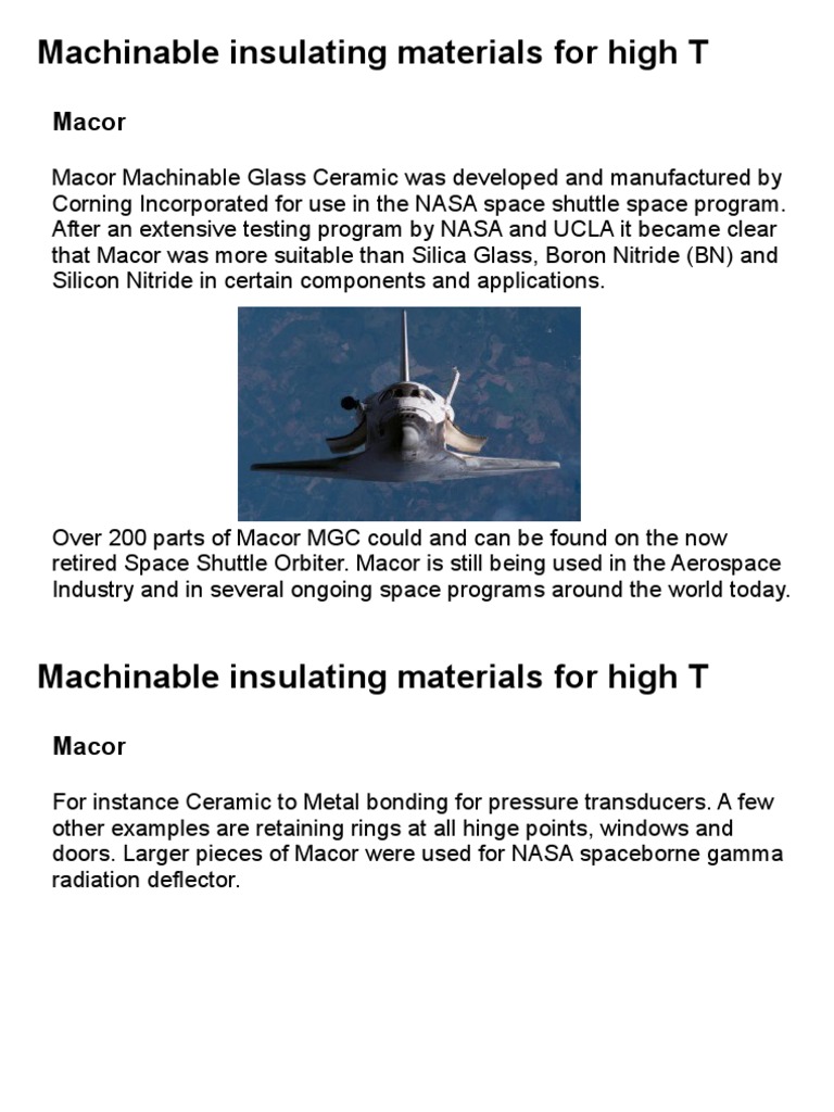 Machinable Materials High T | PDF | Building Materials | Applied And ...