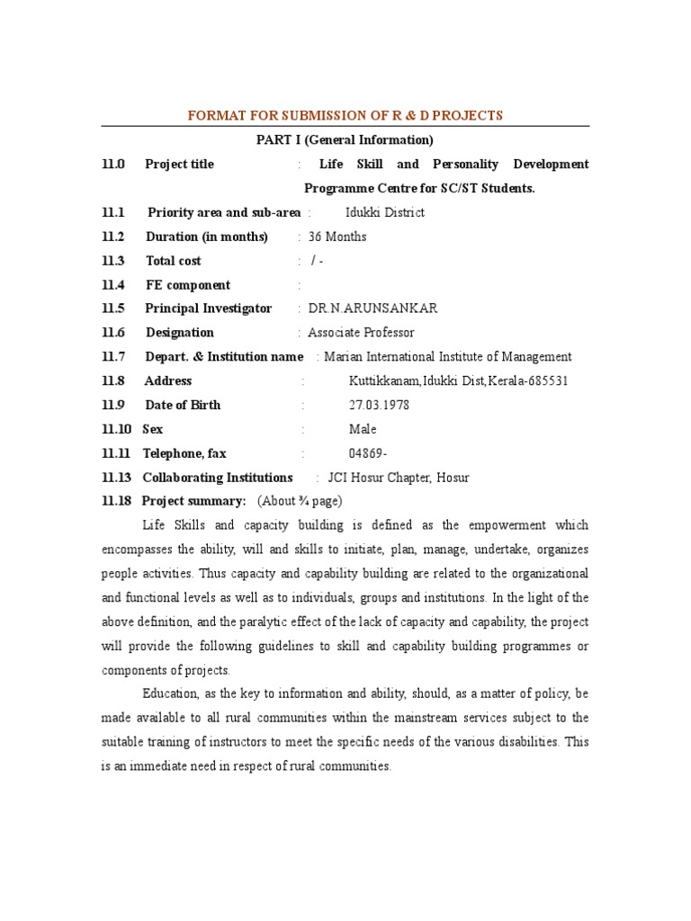 Capacity Building For Sustainable Rural Communities To Be Submitted ...