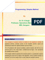 Linear Programming: Simplex Method: Dr. R. K Singh Professor, Operations Management MDI, Gurgaon