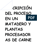 Descripción Del Proceso en Un Matadero