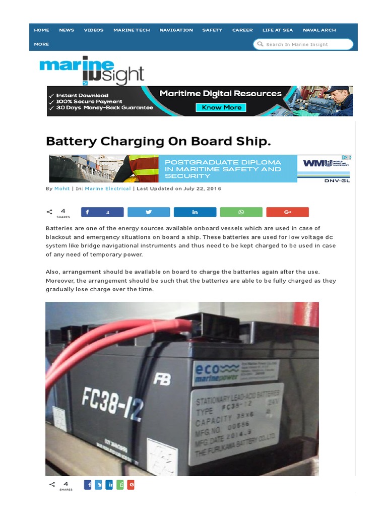 Battery Charging On Board Ship. PDF Battery Charger Direct Current