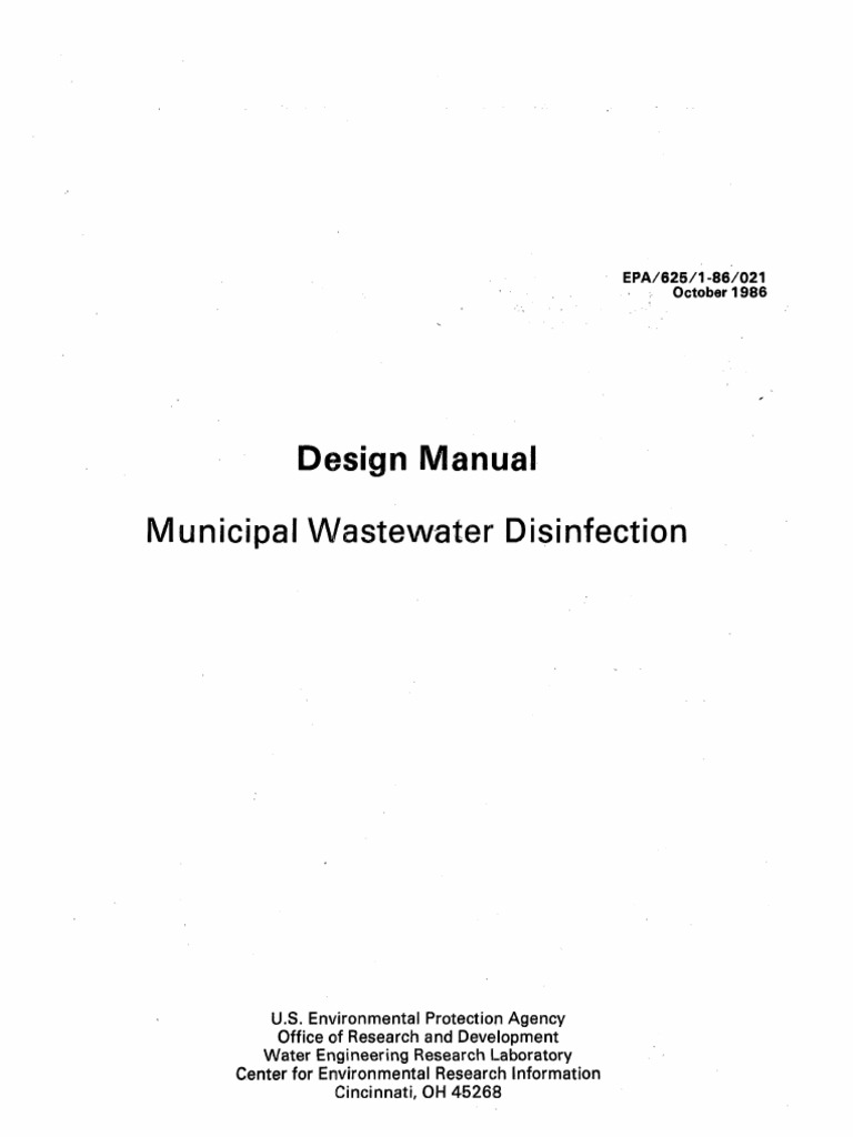 Design Manual Municipal Wastewater Disinfection PDF Sewage