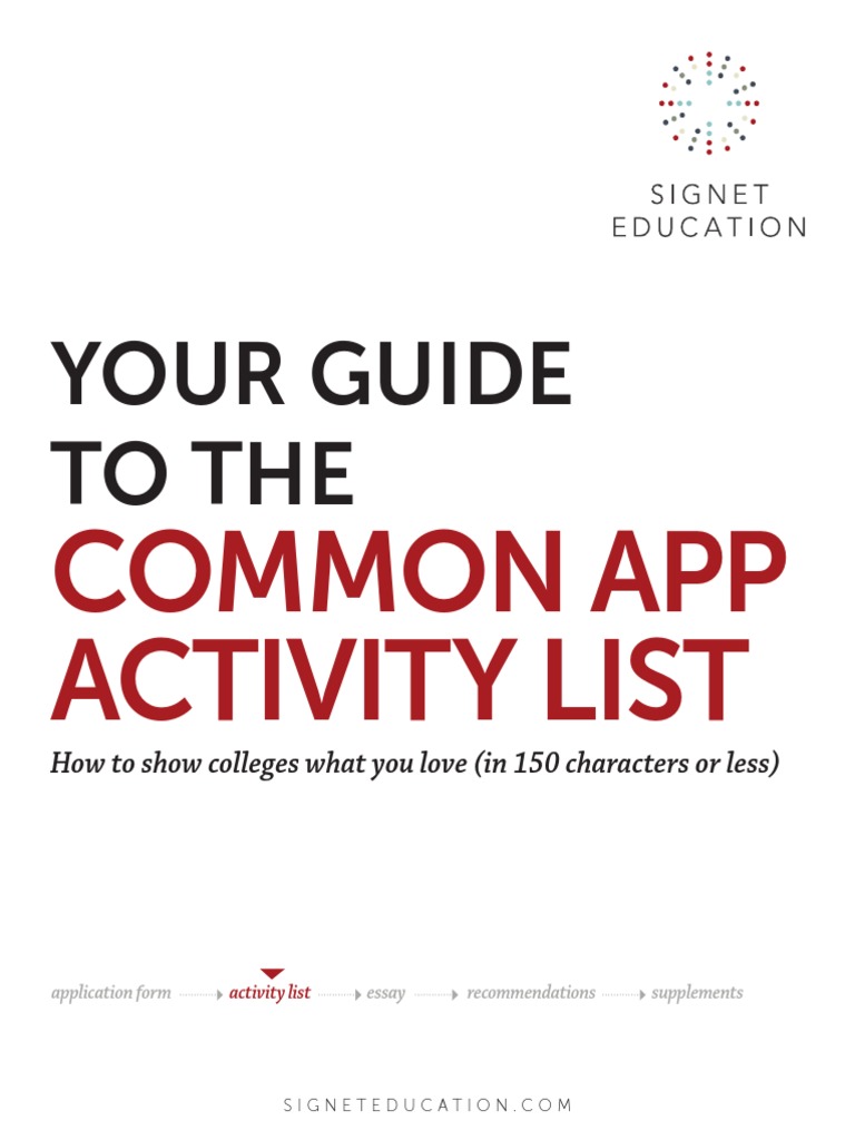 Signet Education: Your Guide To The Common App Activity List PDF