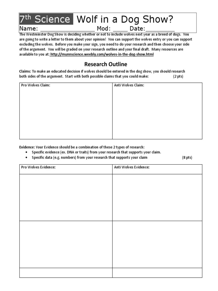 Research Outline | PDF | Dogs | Evolution
