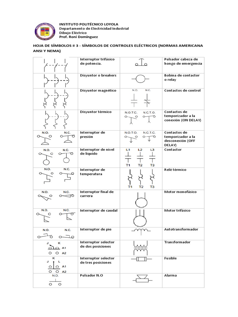 Símbolos de Control Eléctrico ANSI/NEMA | PDF | Relé | Componentes