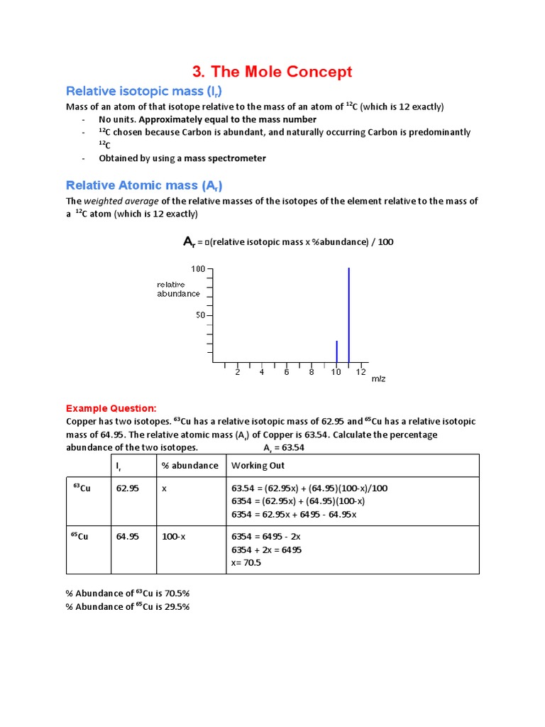 Relative isotopic mass and molecular formulas | PDF | Mole (Unit ...