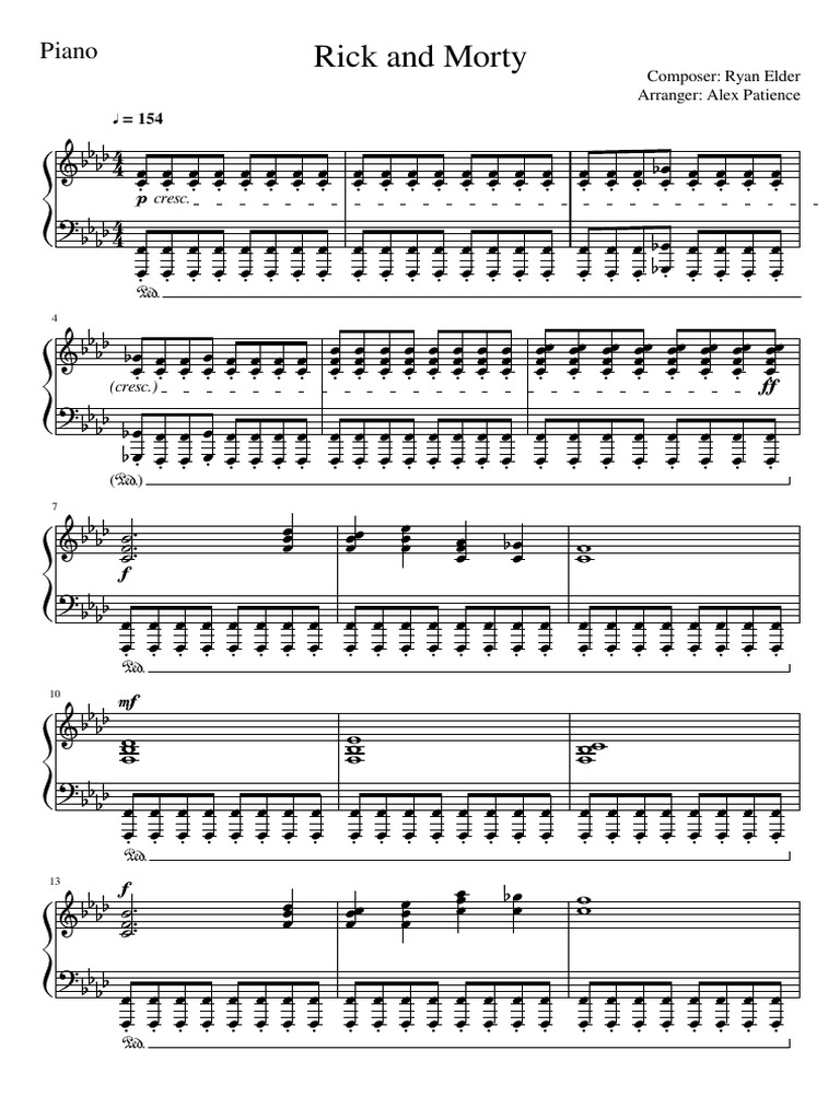 RICK and MORTY Main Theme Music Piano Lesson | PDF | Performing Arts ...