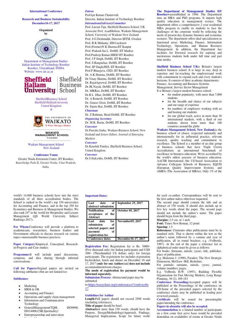 Organized By The Department Of Management Studies Iit Roorkee Pdf