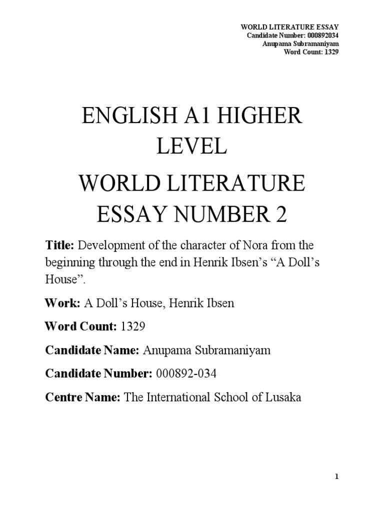 World Lit Dolls House PDF A Doll's House