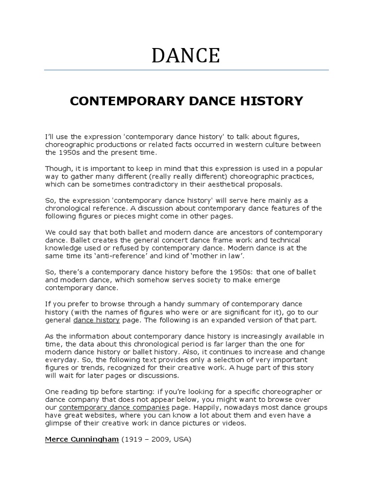 introduction to a dance essay