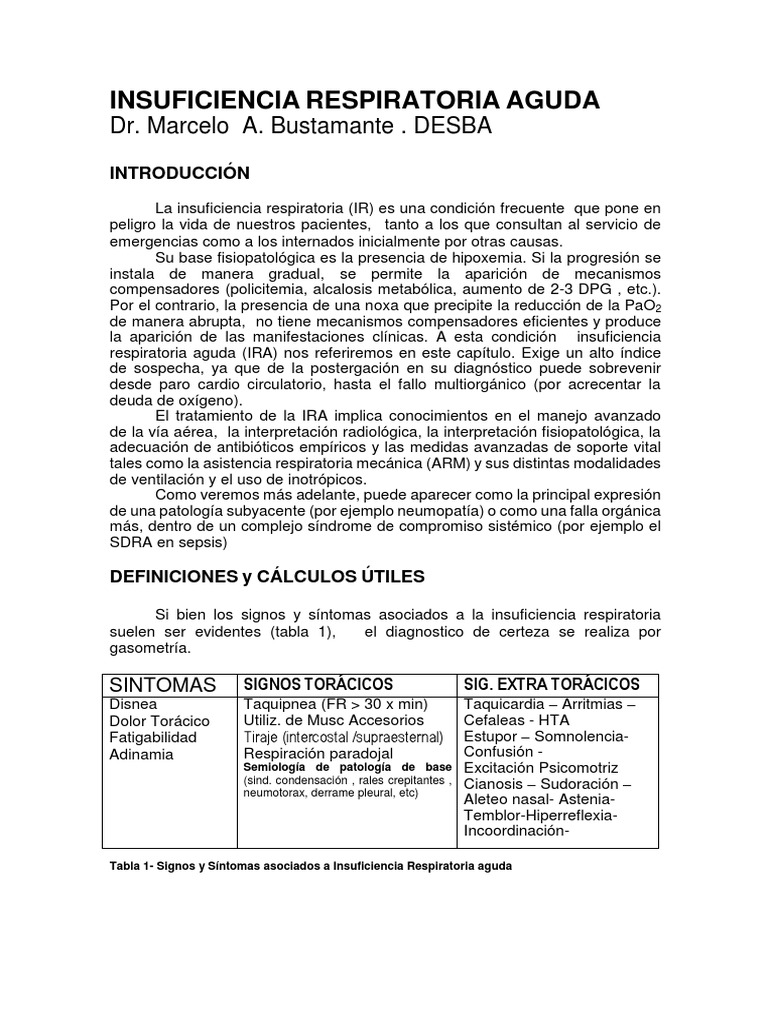 Insuficiencia Respiratoria PDF Pulmón Sistema respiratorio