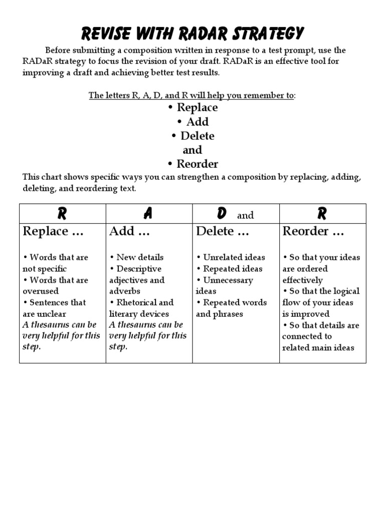 Revise With Radar Strategypdf PDF