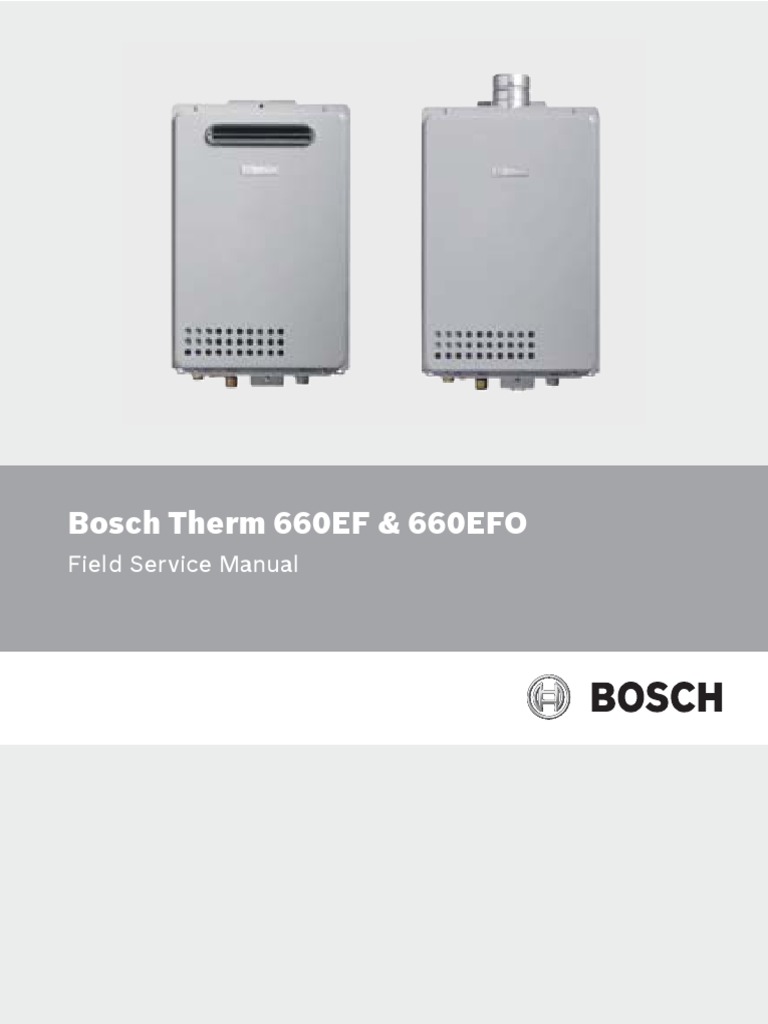 Bosch Therm 660ef 660efo Field Service Manual Water Heating Valve