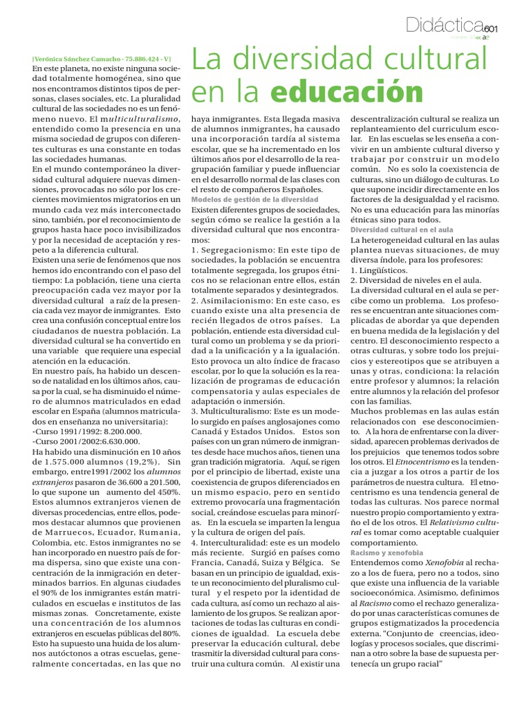 Diversidad Cultural en la Educación | PDF | Hemodinámica | Aprendizaje