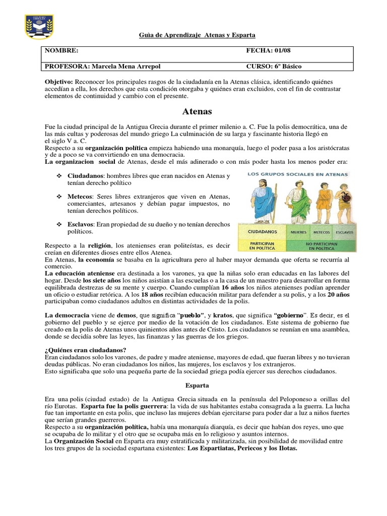 Ciudadanía en Atenas y Esparta | PDF | Esparta | Antigua Grecia
