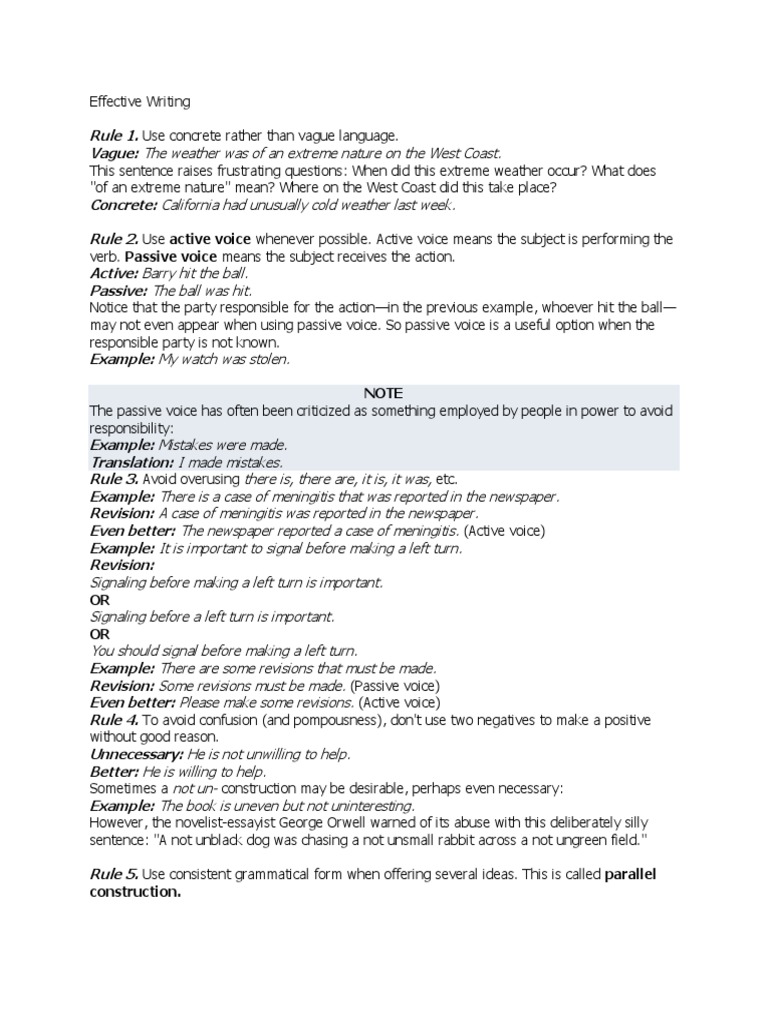 Rule 1. Vague Concrete Rule 2. Active Passive PDF Grammatical