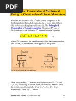 Appendix A:: Conservation of Mechanical Energy Conservation of Linear Momentum