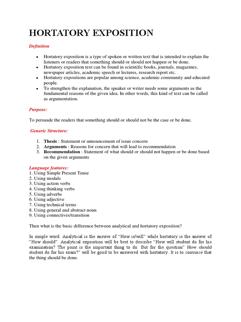 Hortatory Exposition Verb Rhetoric