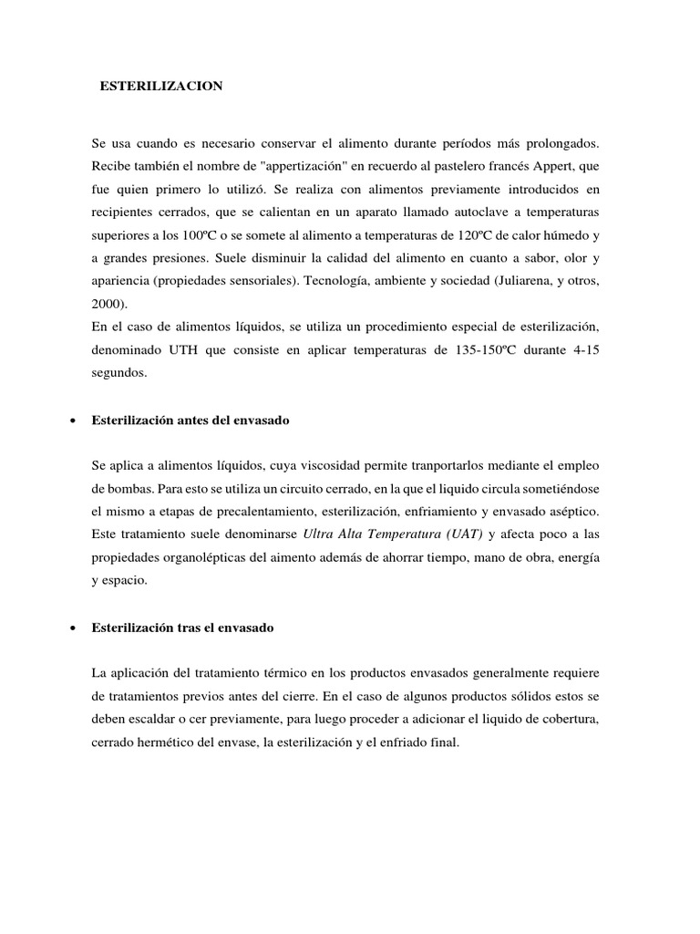Proceso de Esterilización de Alimentos | PDF | Esterilización ...