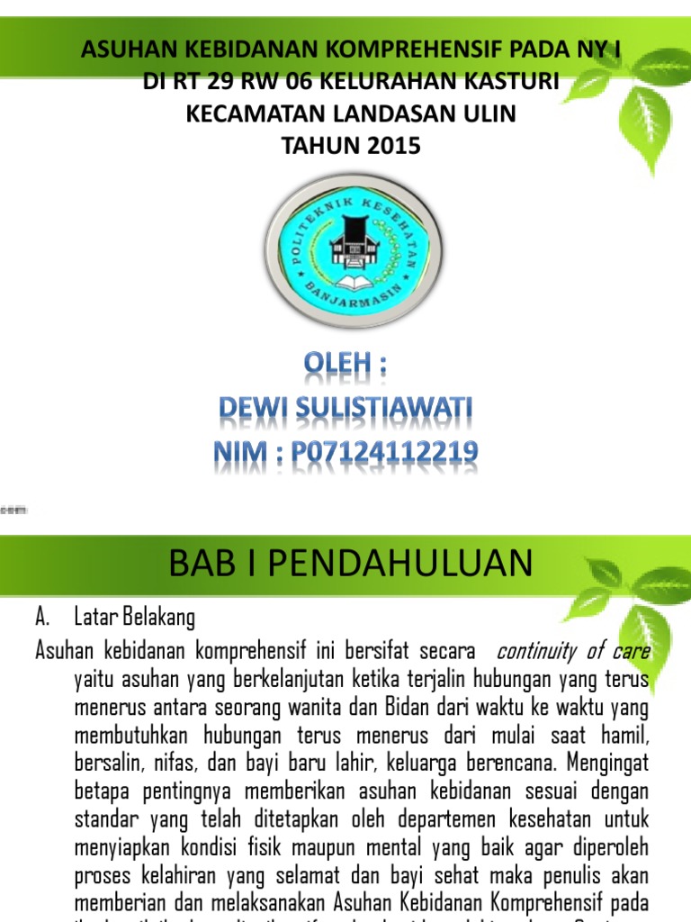 Ppt Asuhan Kebidanan Komprehensif Pada Ny I Pptx