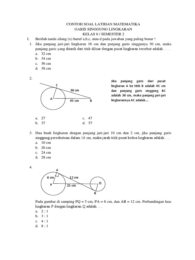 Soal Dan Pembahasan Pilihan Ganda Matematika Materi Lingkaran Kelas 8