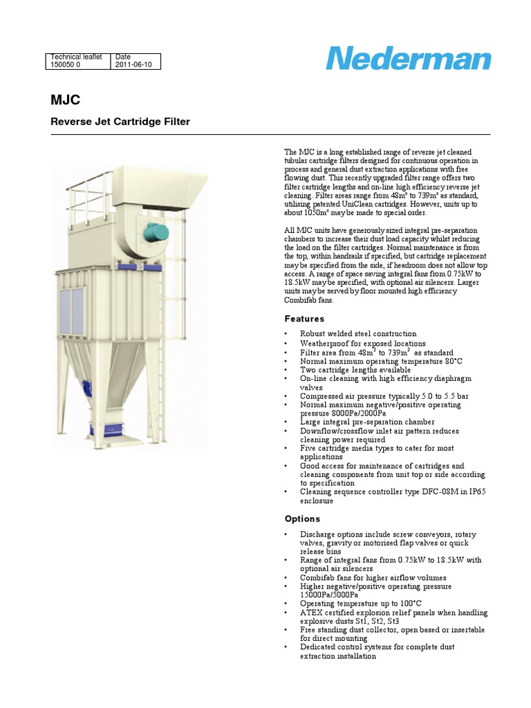 MJC Reverse Jet Cartridge Filter | PDF | Jet Engine | Cartridge (Firearms)