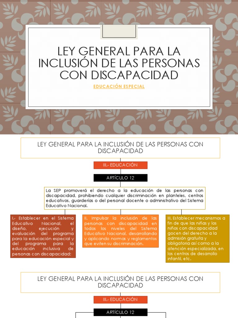 Ley General Para La Inclusión de Las Personas | Invalidez | Educación ...