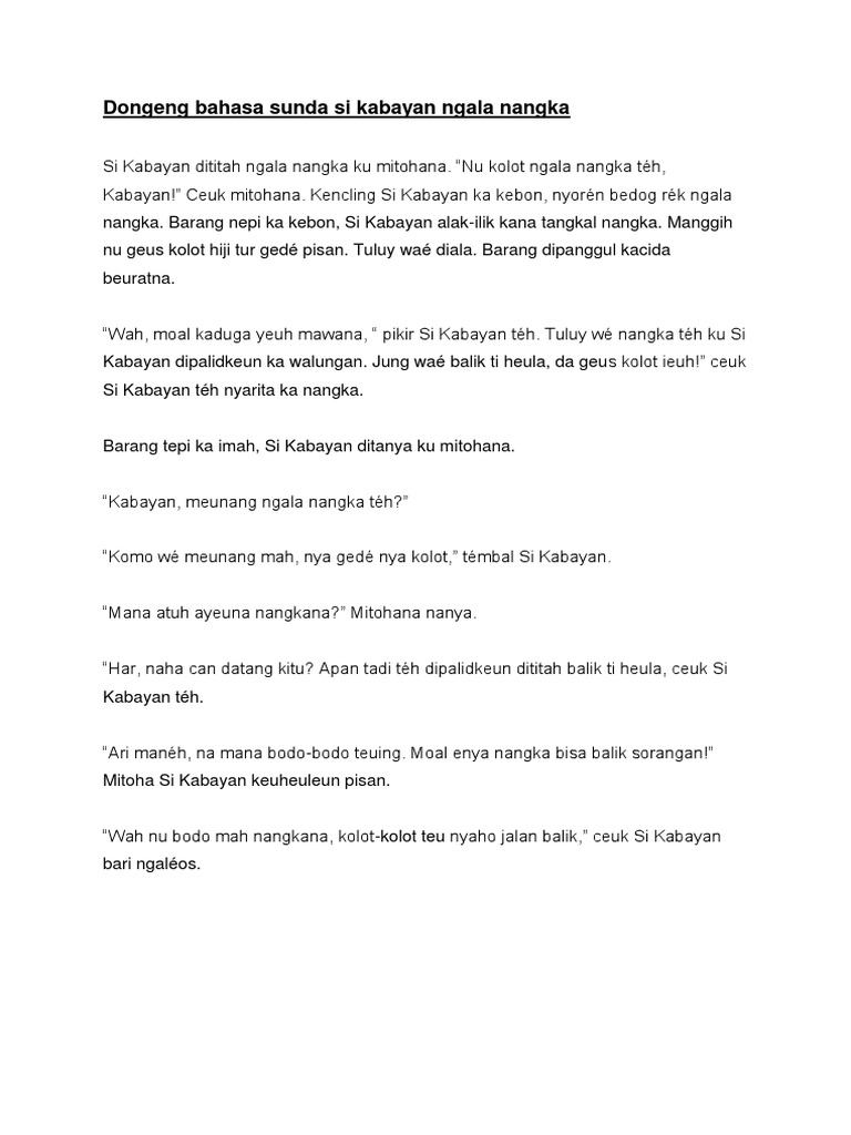 Cerpen Bahasa Sunda Si Kabayan Pigura