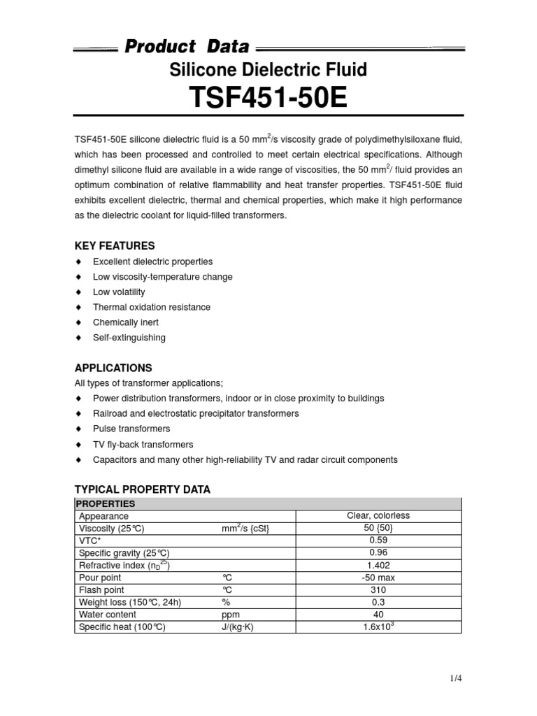 Momentive Silicon Data Sheet _MPMtsf45150e_E Viscosity Silicone