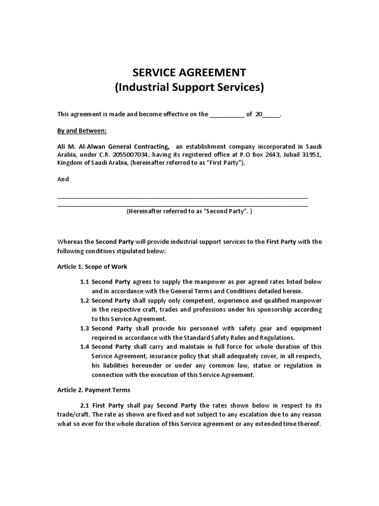 Manpower Agreement | PDF | Invoice | Employment