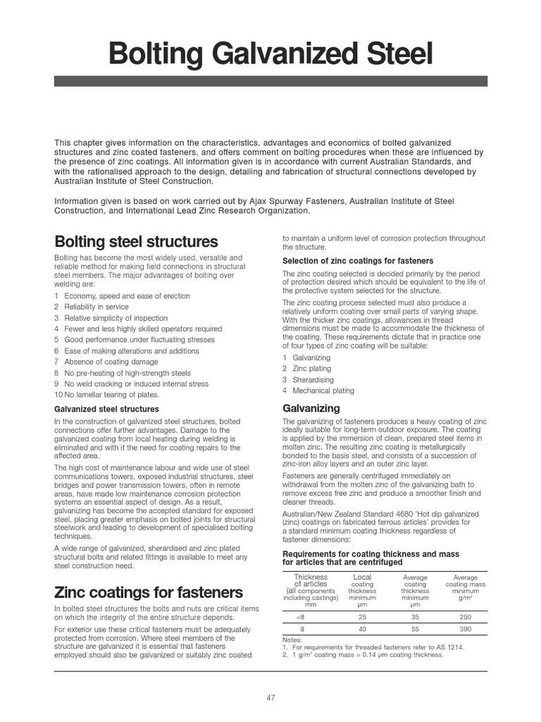 Bolting Galvanised Steel PDF | PDF | Screw | Galvanization
