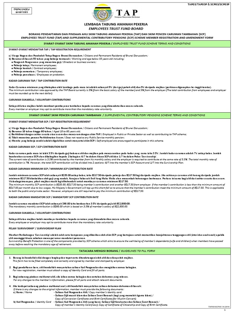 TAP and SCP Registration Guidelines | PDF